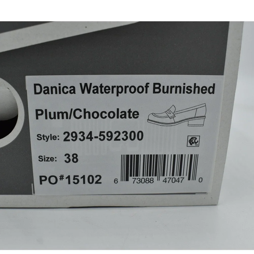 Dansko EU 38 Danica Burnished Plum Chocolate Leather Waterproof Loafers Shoes